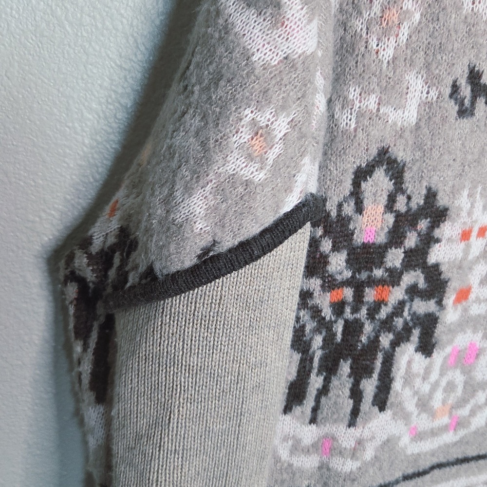 Sleeping On Snow Anthropologie Fair Isle Sweater XS/S Oversized Quarter Zip Nord - Picture 10 of 10